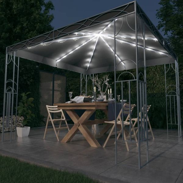 vidaXL Altánok s LED reťazou 300x300 cm, antracitový