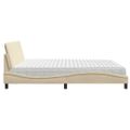 vidaXL Posteľ s matracom Hanko krémová 200x200 cm látka