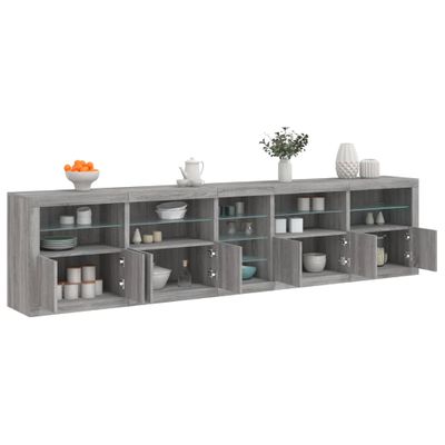 vidaXL Komoda s LED svetlami sivá sonoma 283x37x67 cm