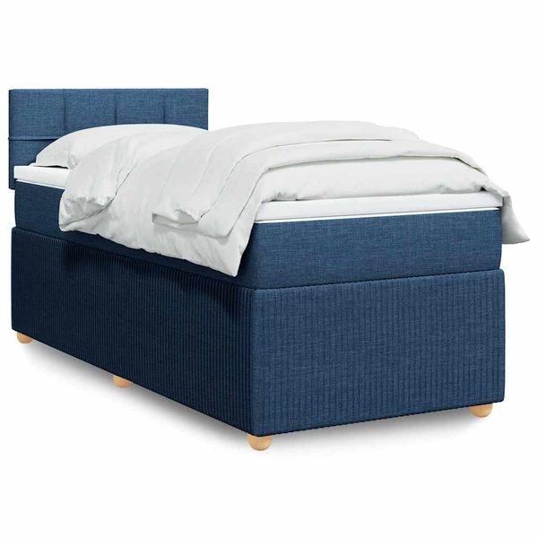vidaXL Posteľný rám boxsping s matracom modrý 80x200 cm látka