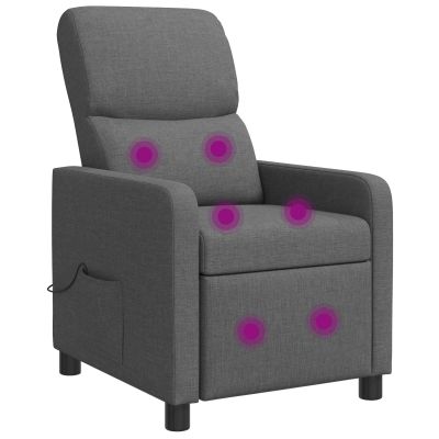 vidaXL Masážne relaxačné kreslo Tmavosivá Látka