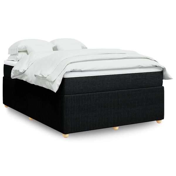 vidaXL Posteľný rám boxspring s matracom čierny 160x200 cm látka
