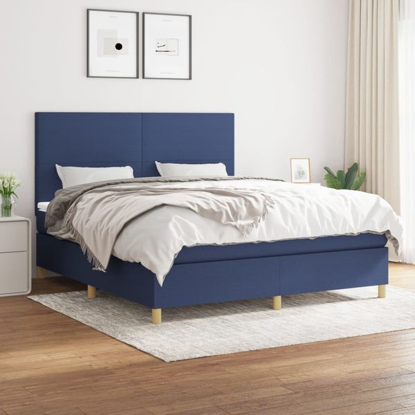 vidaXL Posteľný rám boxspring s matracom modrý 180x200 cm látka