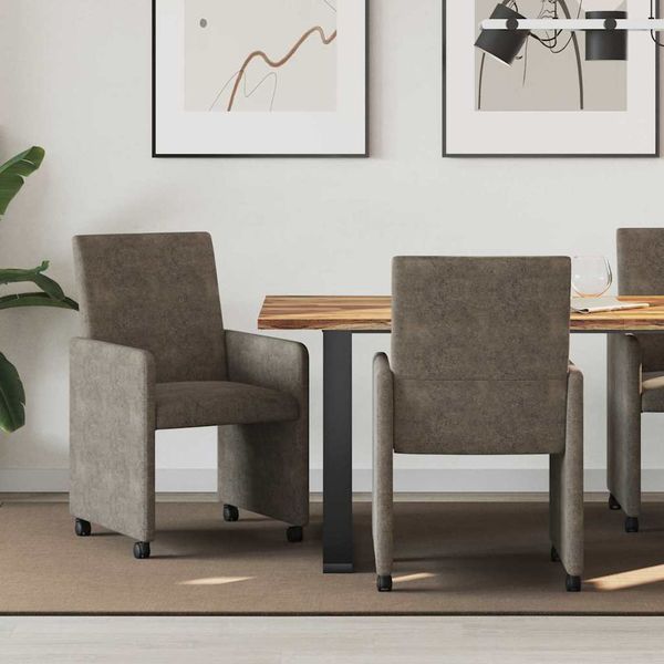 vidaXL Jedálenské stoličky na kolieskach s kolesami 2 pcs Tmavo šedá