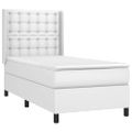 vidaXL Boxspring posteľ s matracom biela 90x190 cm umelá koža