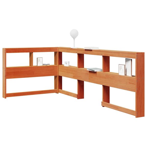 VidaXL Knižnica čelo v tvare L voskové hnedé 80 cm masívna borovica