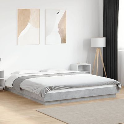 vidaXL Posteľný rám s LED svetlami betónový 150x200cm kompozitné drevo