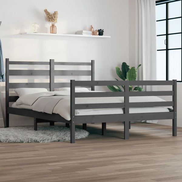 vidaXL Posteľný rám borovicový masív 140x200 cm sivý