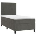 vidaXL Posteľný rám boxspring s matracom tmavosivý 90x200 cm zamat