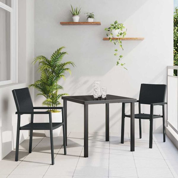 vidaXL Záhradný jedálenský set 3 pcs Čierna