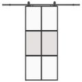 vidaXL Posuvné dvere s kovaním čierne 90x205 cm tvrdené sklo