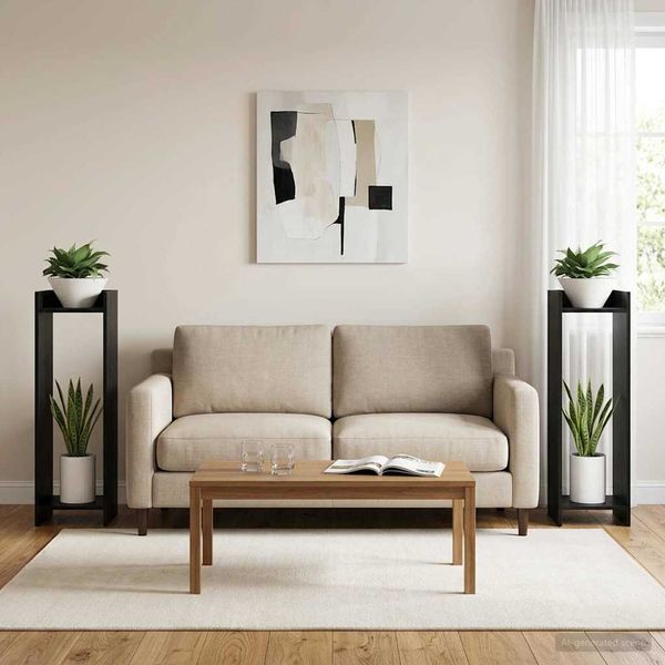 vidaXL Stojan na rastliny s poličkou 2 pcs Čierny Dub 30 x 30 x 100 cm