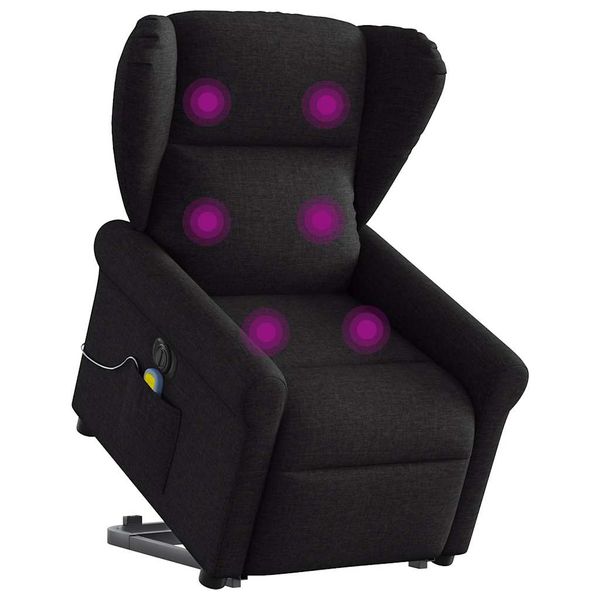 vidaXL Zdvíhacie a sklápacie elektrické masážne kreslo, čierne, látka