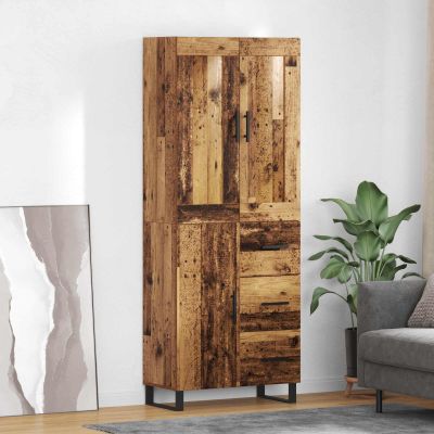 vidaXL Highboard Staré drevo 69,5 x 34 x 180 cm Kompozitné drevo