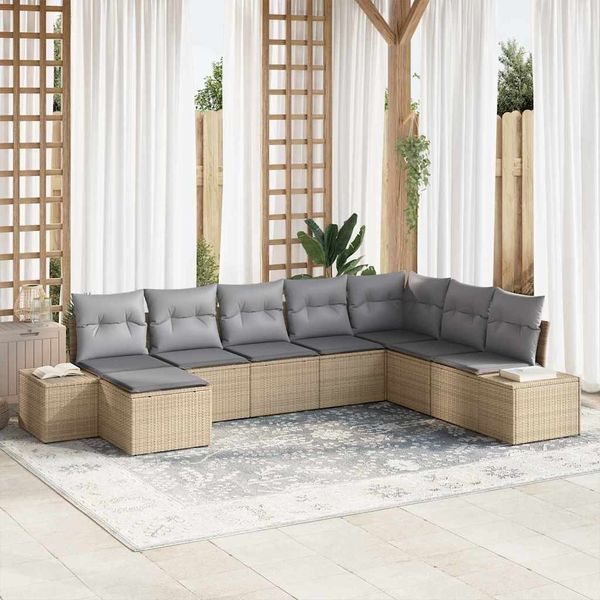 vidaXL Súprava záhradných pohoviek 8 pcs Beige a svetlo šedá polyratan