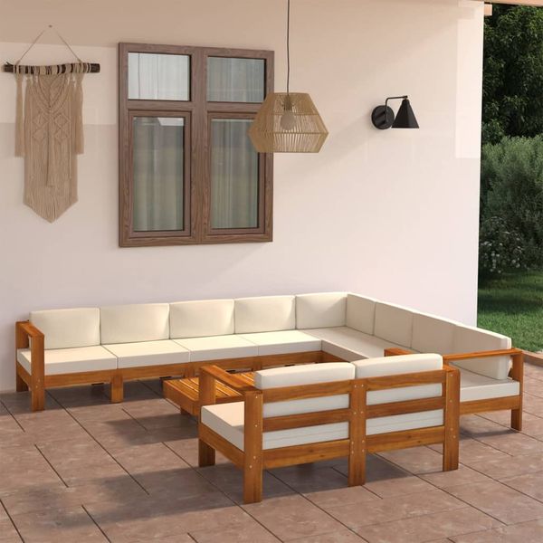 vidaXL 10-dielna záhradná súprava s vankúšmi 100x60 cm akáciové drevo