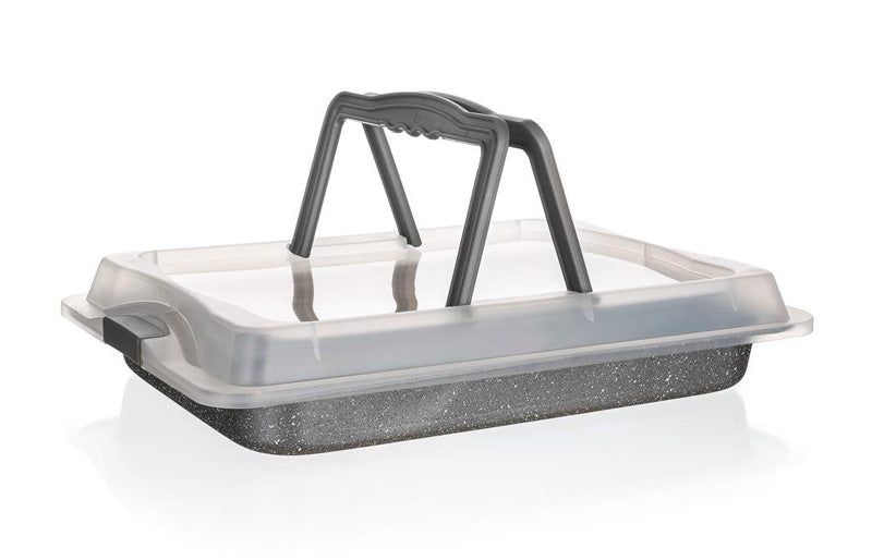 Plech na pečenie BANQUET Granite 42x29cm s vekom