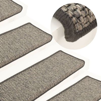 vidaXL Schodové rohože 15 ks 65x21x4 cm béžovo-sivé s obdĺžnikovým okrajom