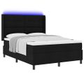 vidaXL LED box s pružinami s čelnou doskou Čierna 160 x 200 cm látka