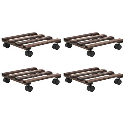 vidaXL Podstavec pod kvetináč na kolieskach 4 ks 25x25 cm cédrové drevo