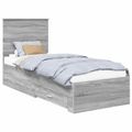 vidaXL Rám postele Sivý Sonoma a striebro 70 x 190 cm Kompozitné drevo