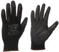 Rukavice pracovné z polyesteru polomáčené v polyuretáne GLOVE PE-PU 9, čierne, veľkosť 9 SIXTOL