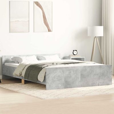 vidaXL Posteľný rám s čelom a opierkou nôh betónovo sivý 140x200 cm