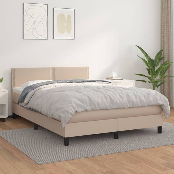 vidaXL Boxspring posteľ s matracom kapučínová 140x200 cm umelá koža