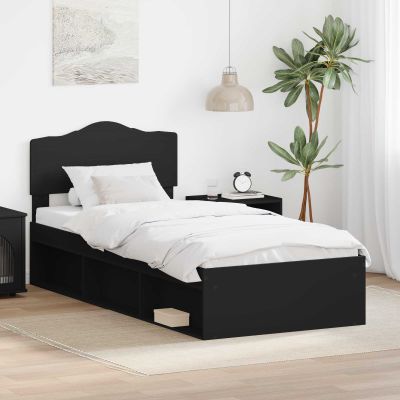 vidaXL Rám postele Čierna 90 x 200 cm Masívne borovicové drevo