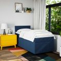 vidaXL Posteľný rám boxspring s matracom modrý 90x190 cm látka