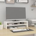vidaXL Stojan na monitor biely (52-101)x22x14 cm masívna borovica