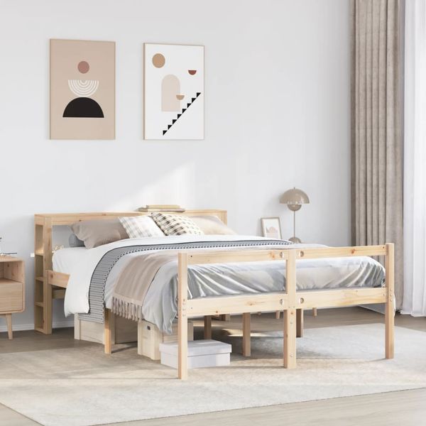vidaXL Posteľný rám pre seniorov s čelom 150x200 cm borovicový masív