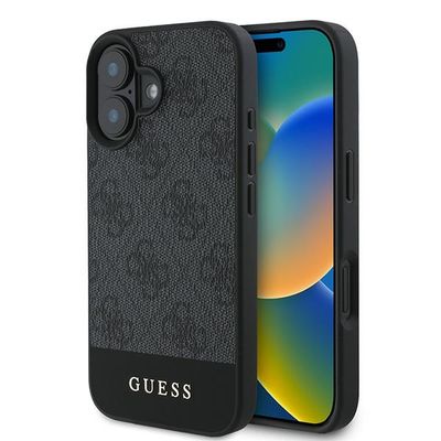 Puzdro Guess pre iPhone 16 6,1" GUHCP16SG4GLGR sivé pevné puzdro 4G spodný pruh
