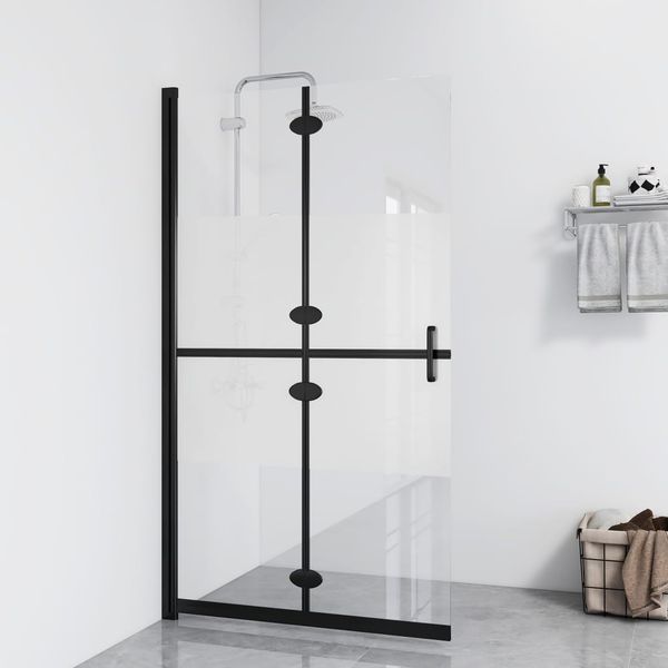 vidaXL Skladacia sprchová zástena polopriehľadné ESG sklo 110x190 cm