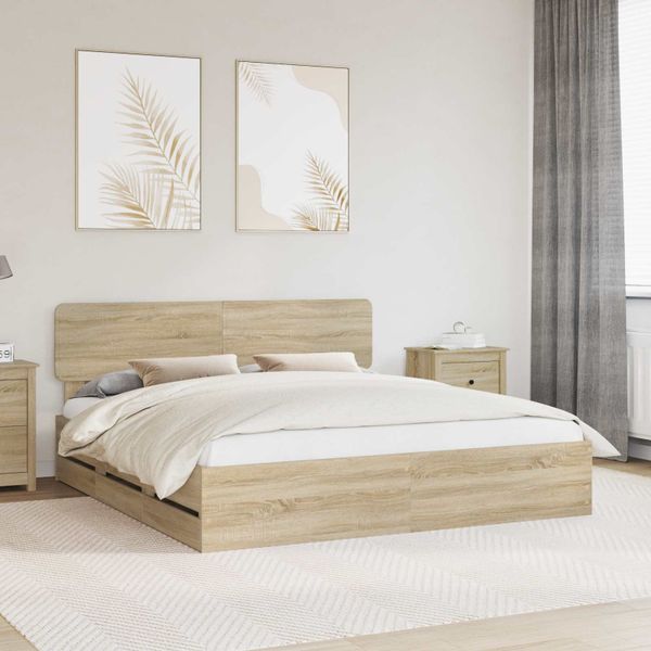 vidaXL Rám postele Sonoma dub 200 x 200 cm Konštruované drevo