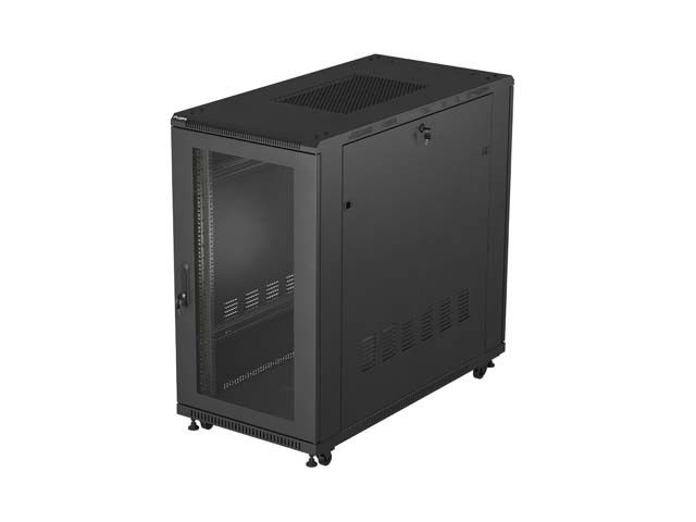 19'' Voľne stojúca racková skriňa 22U 600X1200 čierne perforované dvere lanberg (ploché balenie)