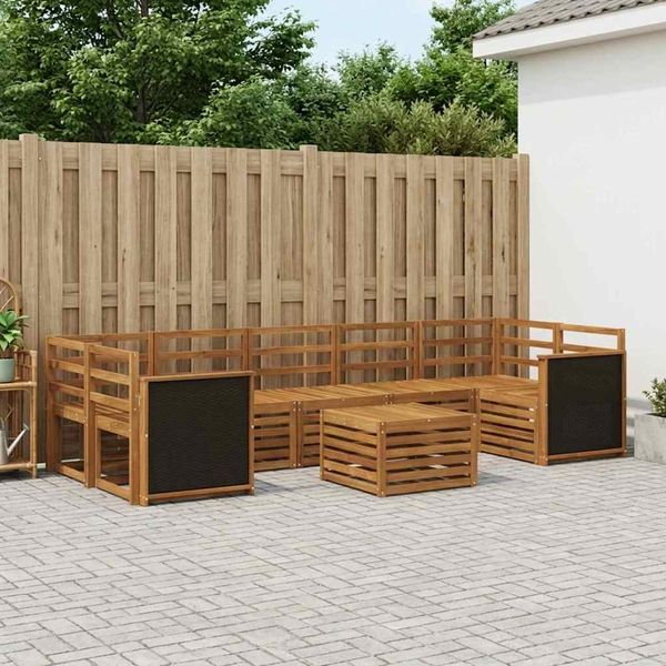 vidaXL Záhradná súprava gaučov 8 pcs Prírodná Pevné akáciové drevo