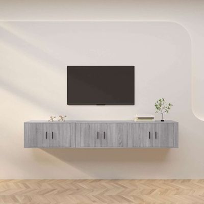 vidaXL Nástenné TV skrinky 3 ks sivé sonoma 80x34,5x40 cm