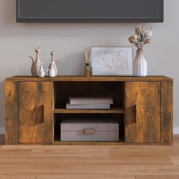 vidaXL TV skrinka dymový dub 100x35x40 cm spracované drevo