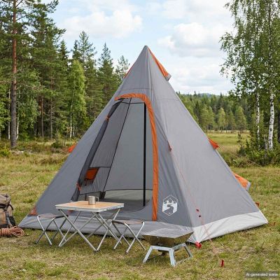 vidaXL 3 osoba Šedá a oranžová 185T Polyester s PU náterom