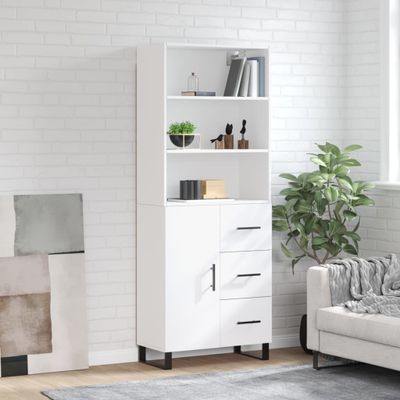 vidaXL Vysoká skrinka biela 69,5x34x180 cm spracované drevo