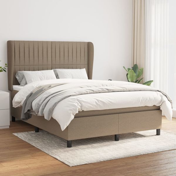 vidaXL Boxspring posteľ s matracom sivohnedý 140x190 cm látka