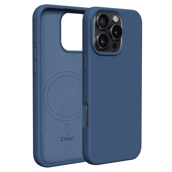 Puzdro Etteri Silicone Mag pre iPhone 16 Pro 6,3" tmavomodré
