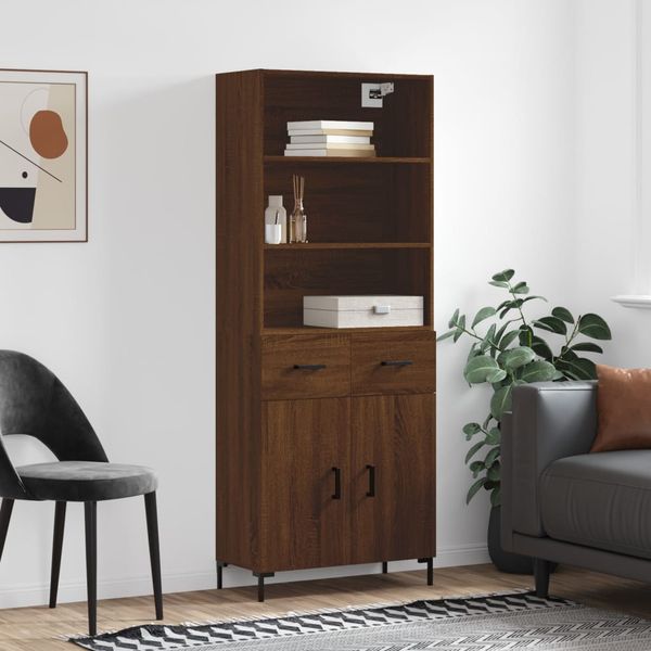vidaXL Vysoká skrinka hnedý dub 69,5x34x180 cm spracované drevo
