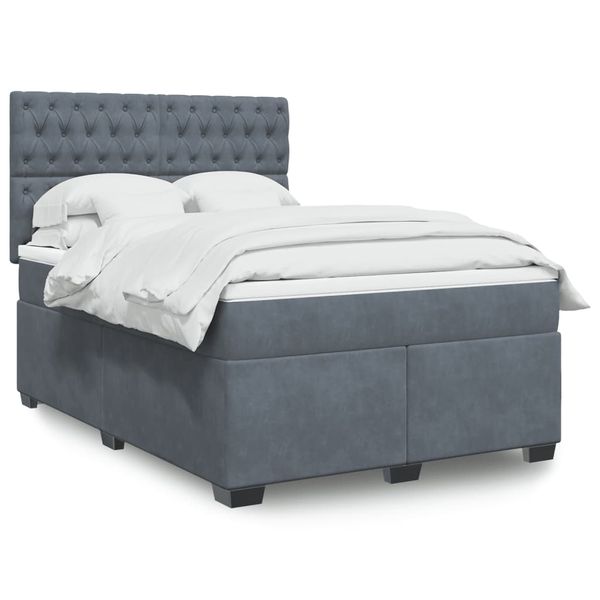 vidaXL Posteľný rám boxspring s matracom tmavosivý 160x200 cm zamat