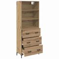 vidaXL Highboard Remeselný dub 69,5 x 34 x 180 cm Kompozitné drevo