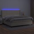 vidaXL Boxspring posteľ s matracom a LED krémová 200x200 cm umelá koža
