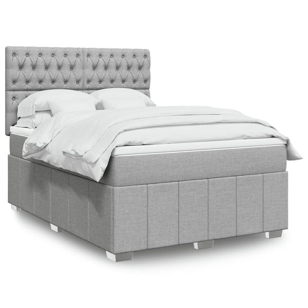 vidaXL Boxspring posteľ s matracom bledosivý 140x190 cm látka