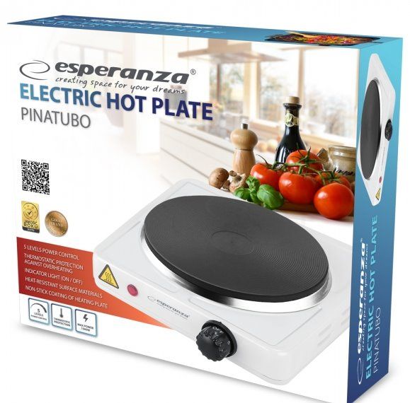 Varič elektrický jednoplatničkový ESPERANZA EKH002W PINATUBO, biela