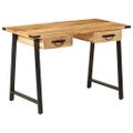 vidaXL Stolík so zásuvkami 105x55x70 cm mangovníkový masív a železo